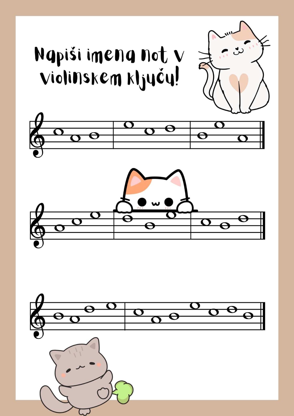 Vaje violinski ključ a1-e2 Vaje za note violinski ključ