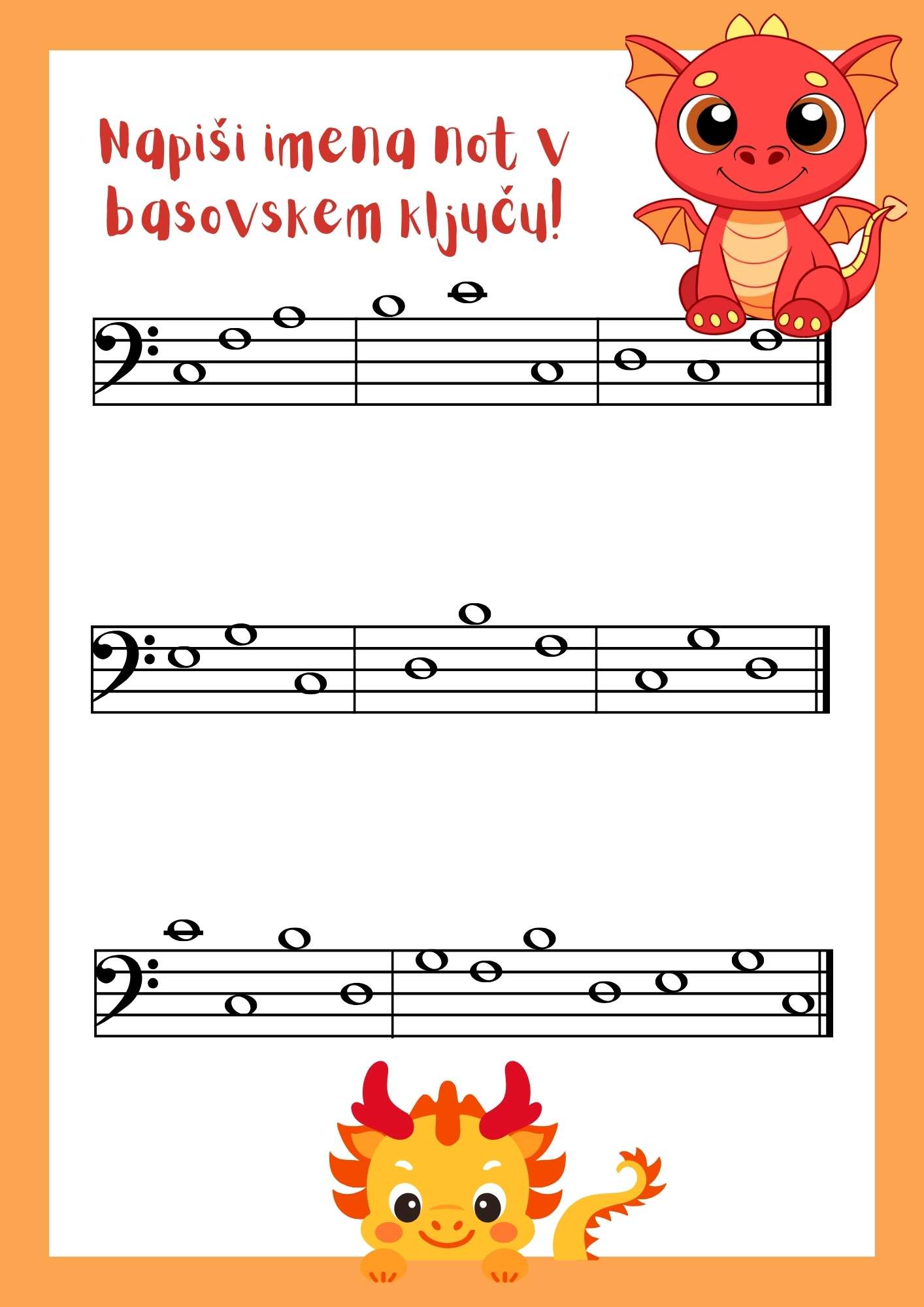 Vaje basovski ključ c-c1 (2) vaje za note v basovski ključ