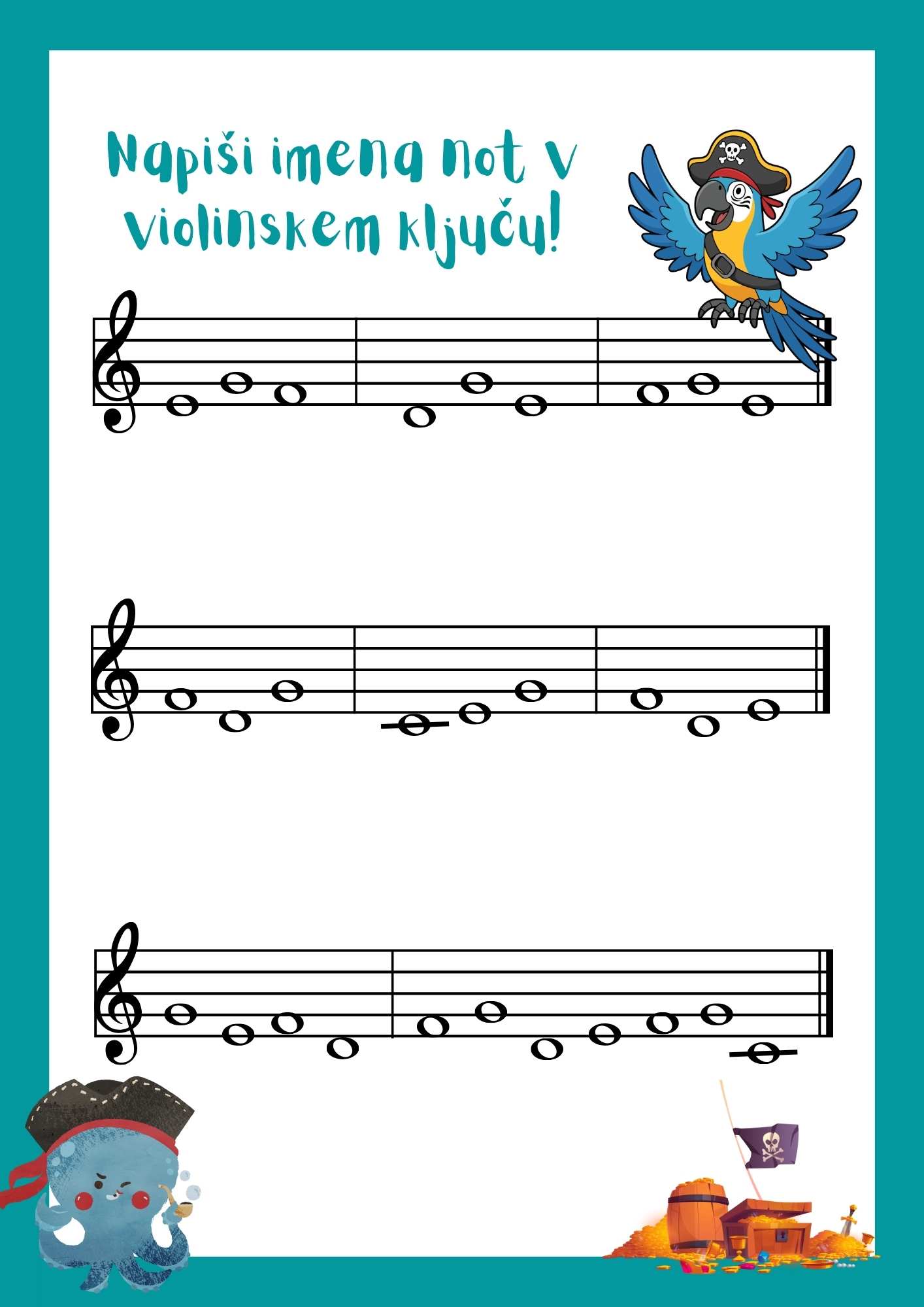 Vaje violinski ključ c1-g1 vaje za note violinski ključ c1 - g1